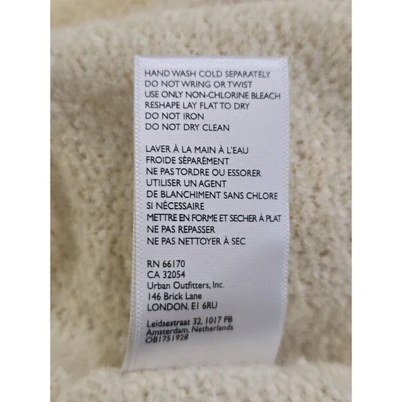 Urban Renewal Remnants Cropped Bell Sleeve Sweater Cream Textured Knit Small - Picture 9 of 10